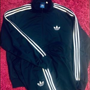 2Pc MEN'S ADIDAS NAVY BLUE POLYESTER TRACK SET 2XL